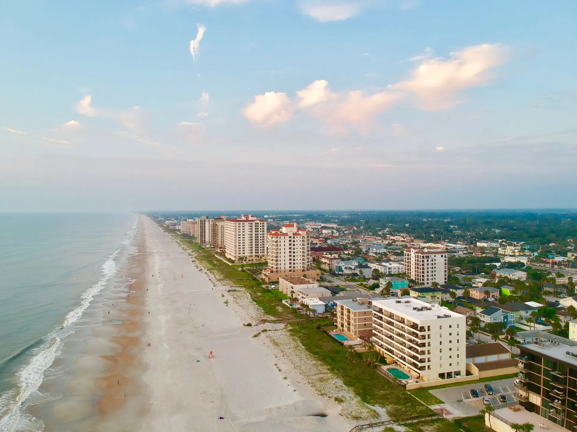 Aerial view of a Northeast Florida beach and coastline