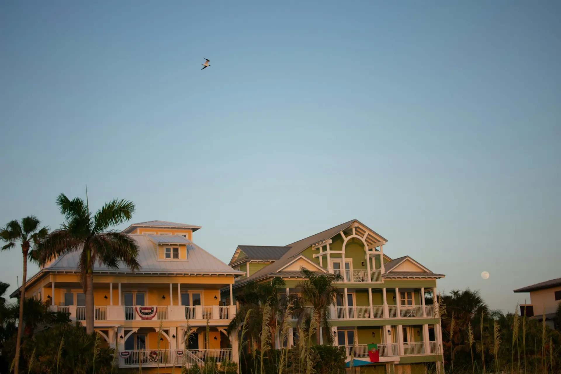 Raised beach houses along the Florida coast